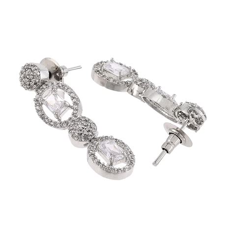 Sparkling Elegance Rectangle Cut CZ Geometric Jewellery Set – VOYLLA