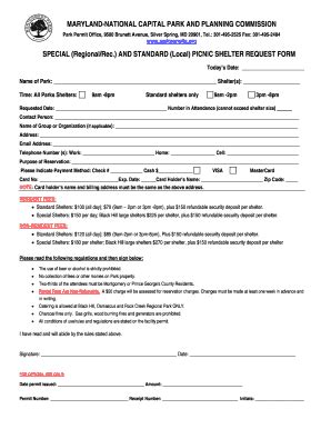 Fillable Online montgomeryparks Shelter application 7-13 ...