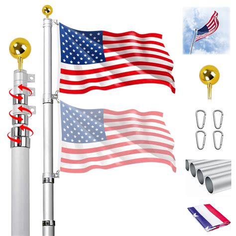 Buy Hooomyai 20FT Telescopic Pole for Outside in Ground, Aluminum pole ...
