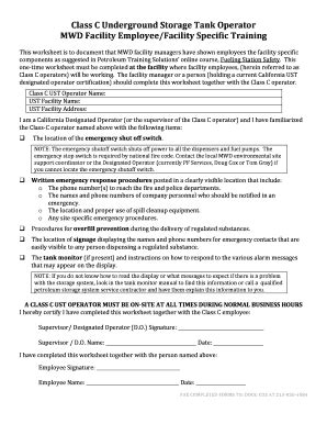 California UST Operator Training Worksheet - Blank Fillable Template ...