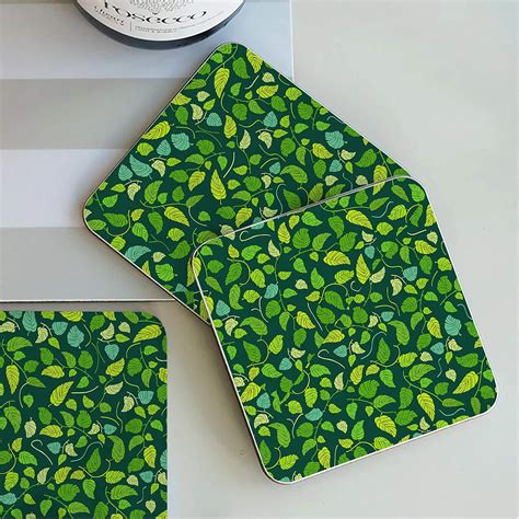 Buy Chhokers Wooden Floral Design Square Shape Coasters Set of 6 for ...