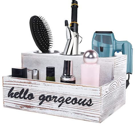 ZENGAOOU Wooden Hair Dryer Holder, Rustic Hair Tools Organizer, Blow ...