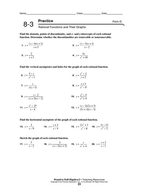 Image result for Rational Function Graphs Worksheet