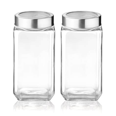Buy ZEYFLEEB glass jars for kitchen storage 1kg set, cube jar 1000 ml ...