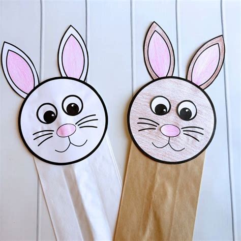 Easy Bunny Paper Bag Puppet Craft (Free Printable!) - Simply Full of ...