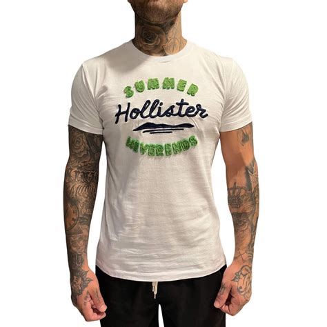 Camiseta Hollister Summer Neverends Branca Masculina | Shopee Brasil