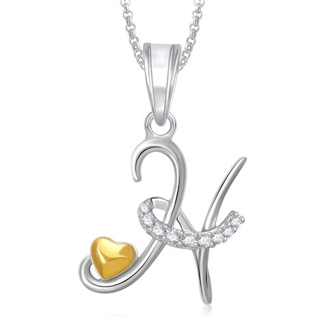 MEENAZ Women's & Girl's Valentine Gifts Gold Silver Plated 'H' Letter ...