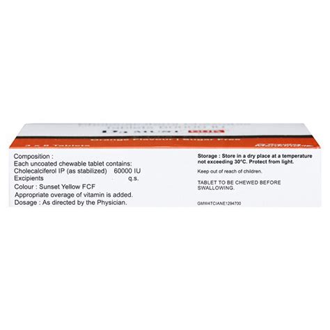 D3 Must 60K Sugar Free Orange Flavour Tablet 8's | Uses, Side Effects ...