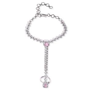 Rubans Rhodium-Plated Pink AD & White Cubic Zirconia Studded Ring ...