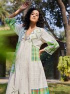 Buy - Off-white and green garden dress | Elan Store