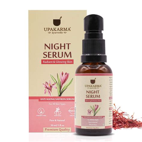 UPAKARMA Night Serum with Saffron and Niacinamide for Face – Night Skin ...