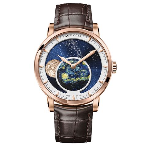 Agelocer Astronomer Men's Automatic Mechanical Glaxy Moonphase Watch ...