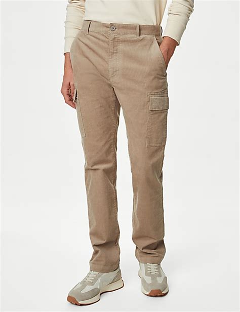 Buy Straight Fit Corduroy Stretch Cargo Trousers at Marks & Spencer
