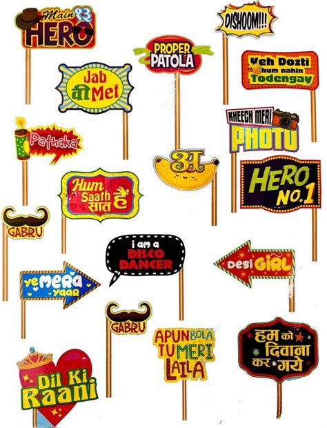 Party Pack Bollywood Dialouge Photobooth Props for Family Function ...