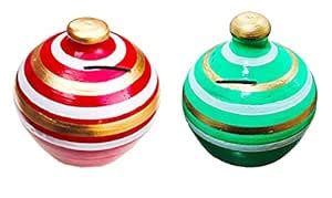 HOME ROYAL Terracotta Clay Gullak, Money Bank,Piggy Bank Pack of 2 ...