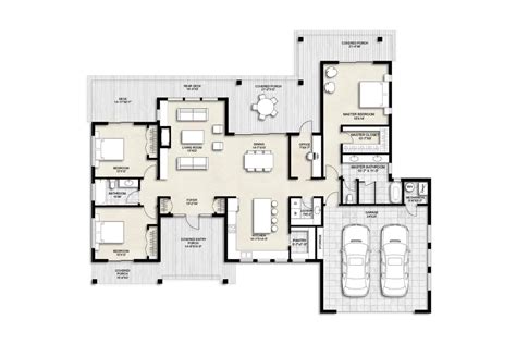 One Floor 3 Bedroom House Plans