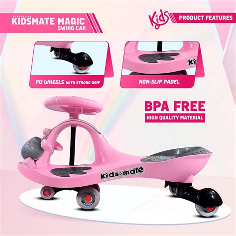 Kidsmate Magic Swing Car for Kids with Music & LED Lights Leader Bicycles