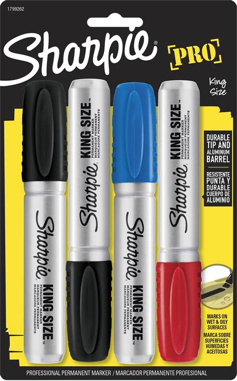 Sharpie Pro King Size Permanent Markers Chisel Tip Assorted Colors 4 ...