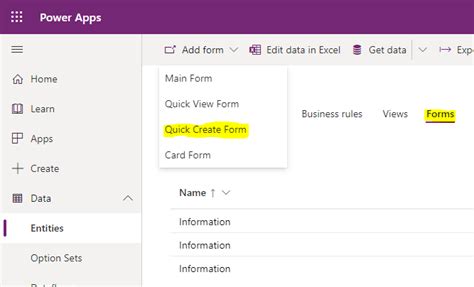 Image result for Quick Create Form