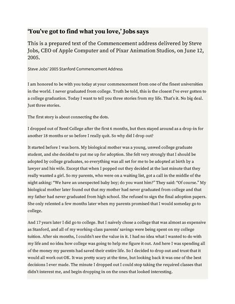 Steve Jobs Commencement Speech - ‘You’ve got to find what you love ...