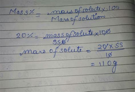The concentration of salt solution in terms of mass by mass percentage ...