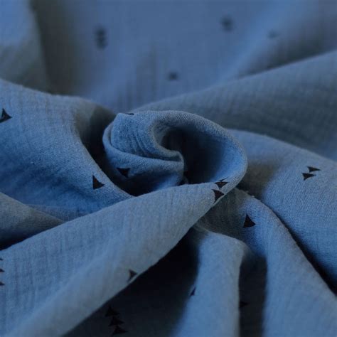 Tissu double gaze | triangle | bleu jean - A&A Patrons
