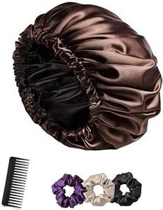 Attune Satin Silk Bonnet for Hair with 3 Satin Scrunchies Silk Hair ...