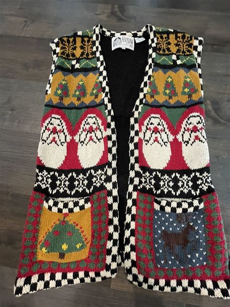 Martha Abraham Knitted Christmas Vest Sweater Size Sm… - Gem