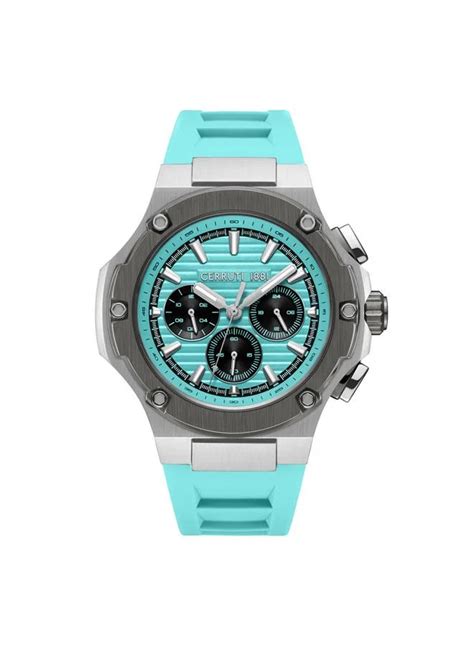 CERRUTI 1881 Tiffany Blue Lucardo 44mm Tiffany Blue Dial Silicone Strap ...