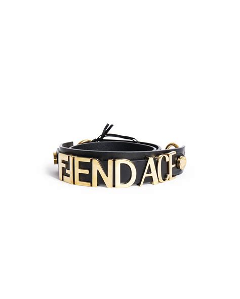 Fendace Fendi x Versace Black Leather Logo Belt | Authentic Pre-loved ...