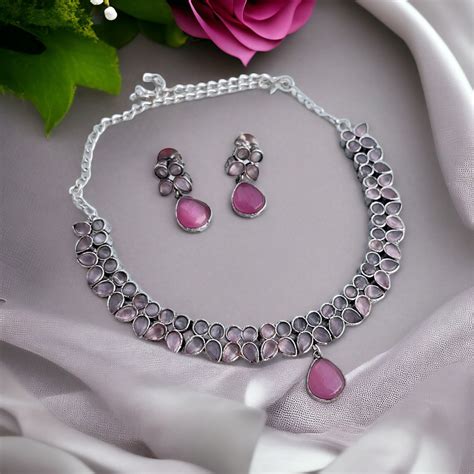 Pink Stone Necklace Set – Arzzbyfarha