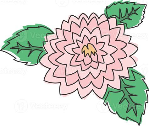 One single line drawing of beauty fresh dahlia for garden logo ...