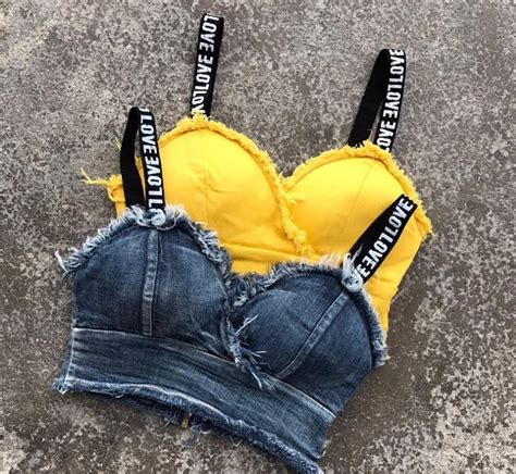 Love Print Denim Bustier Top - GLAD AND GLAM