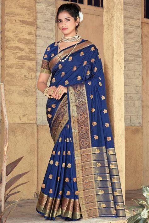 Buy Catalina Blue Banarasi Saree 12843 Online | Karagiri