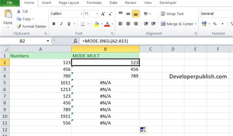 Mode.sing Function in Excel 的图像结果