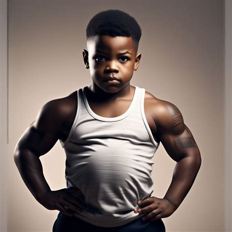 A black kid heavy weight body bulder by Samuel Adams - Playground