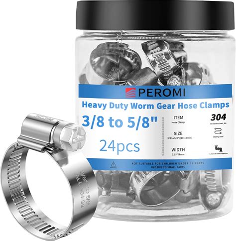 Amazon.com: PEROMI 12PCS Heavy Duty Hose Clamps Stainless Steel 304, 3/ ...