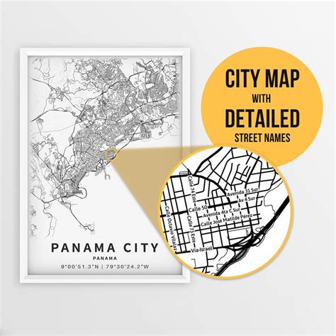 Printable Map of Panama City, Panama With Street Names - Instant ...