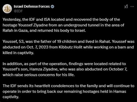 Israel Hamas War - Israeli army finds hostage's body in Gaza tunnel ...