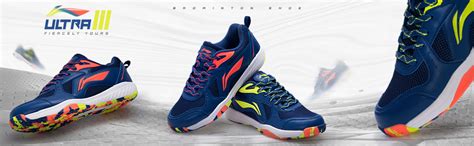 Li-Ning Ultra III Non-Marking Cushion Badminton Shoe (Navy, Gold, 9UK ...