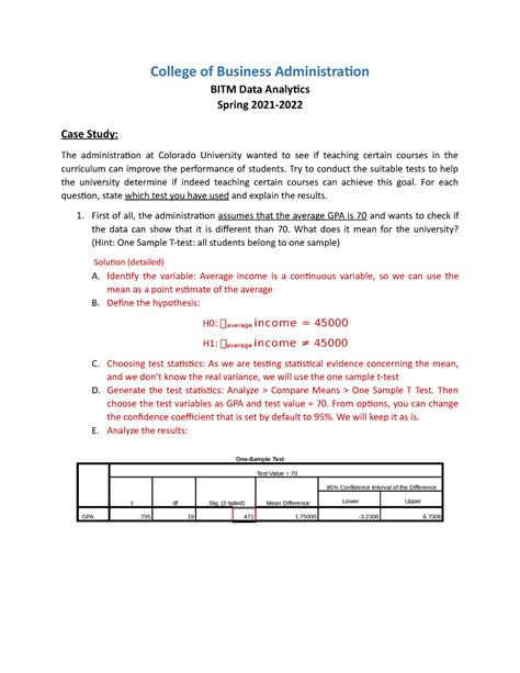 SPSS Homework - Data analytics hw answers - College of Business ...