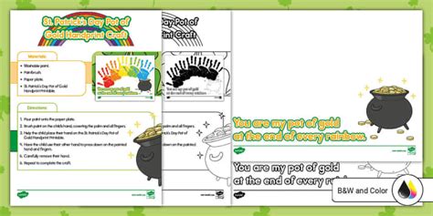 St. Patrick’s Day Pot of Gold Handprint Craft
