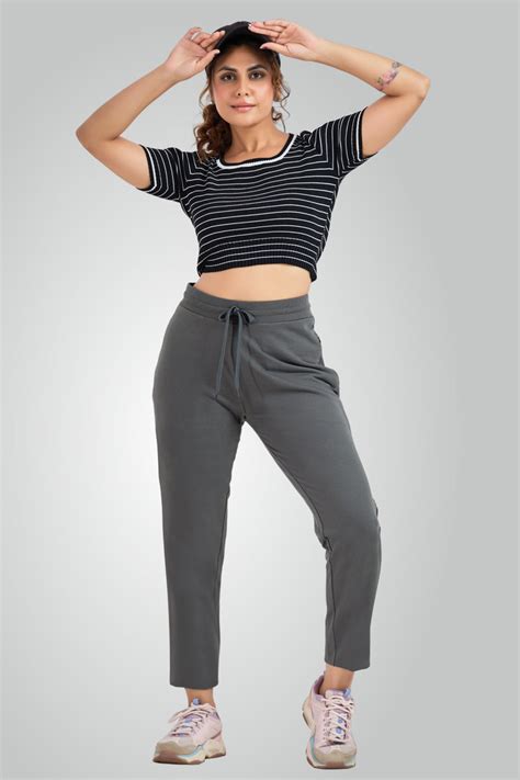 Grey Combed Cotton Track Pant For Women – Detra