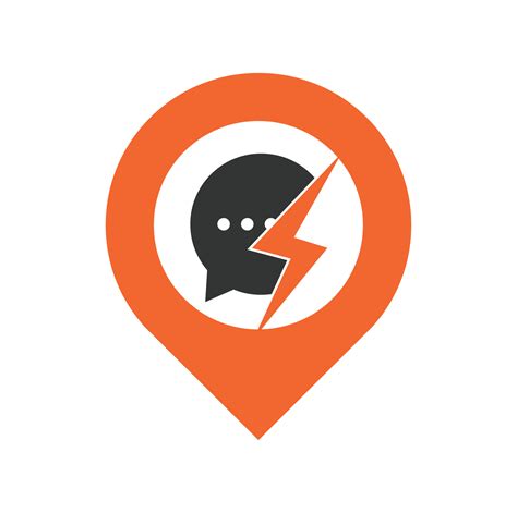 Thunder chat gps shape concept logo design icon vector. Bubble chat ...