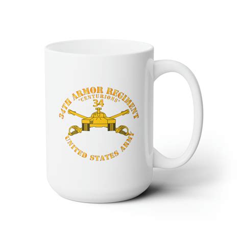 White Ceramic Mug 15oz - Army - 34th Armor - Centurions - Armor Branch ...