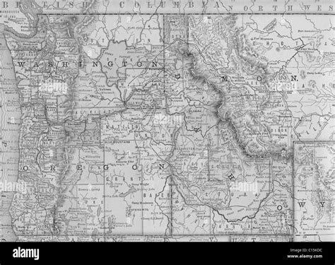 Old map of northwest United States from original geography textbook ...