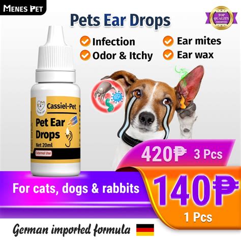 Cassiel Pet Ear Drops For Dog & Cat Ear Mites Treatment, Infection ...