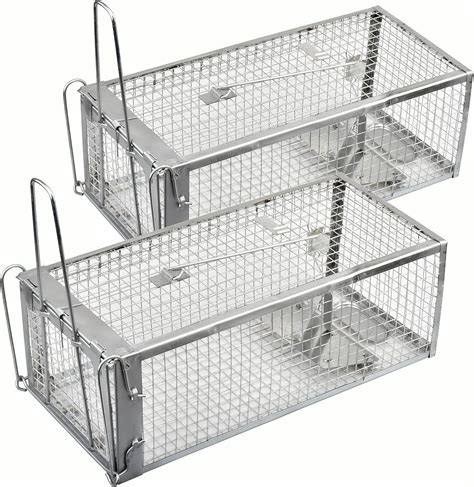 Anyhall 2-Pack Rat Traps Humane Live Mouse Cage Traps (Silver) : Amazon ...