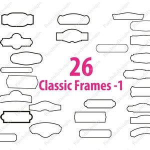 Buy 50 Classic Frames, Frame SVG, Clipart, Frames PNG, Files for Cricut ...