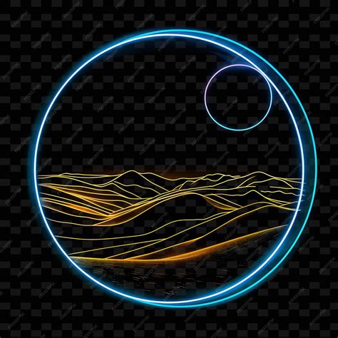 Dazzling Neon Coastal Deserts Inside a Silhouette Circle Lan ...